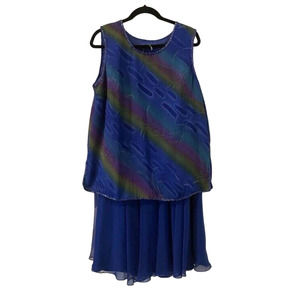 Chiffon Type Skirt And Top Set Size Large Royal Blue Sleeveless Dressy